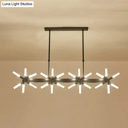 Modern black starburst linear acrylic shade chandelier dining room