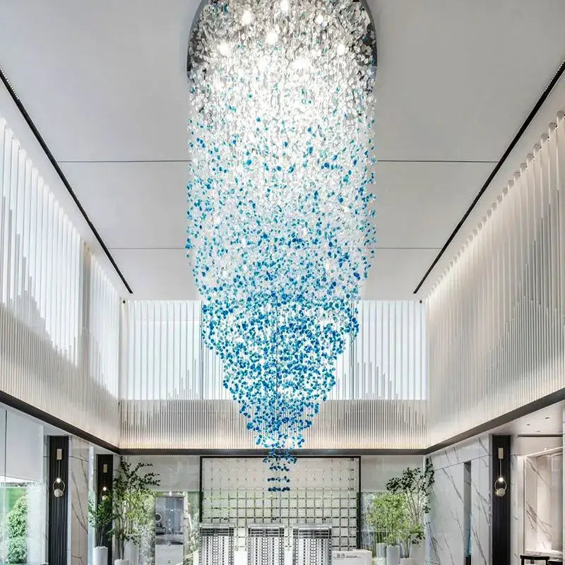 Modern black stone crystal chandelier hallway pendant light