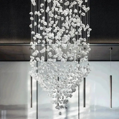 Modern black stone crystal chandelier hallway pendant light