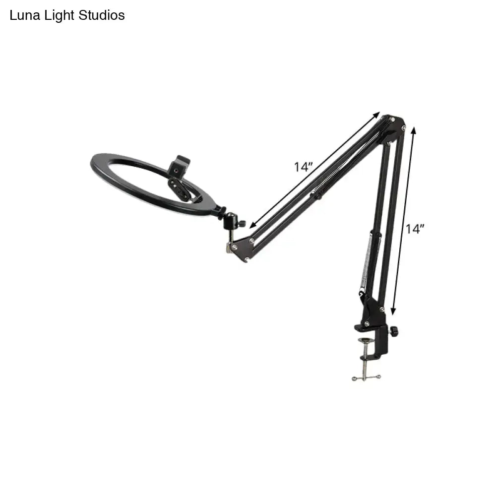 Modern black swing arm mirror light bedroom led ring light