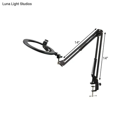 Modern black swing arm mirror light bedroom led ring light