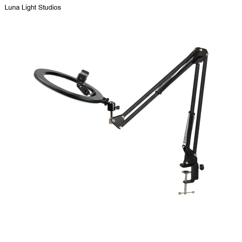 Modern black swing arm mirror light bedroom led ring light