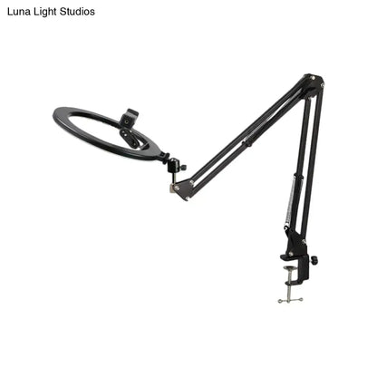 Modern black swing arm mirror light bedroom led ring light