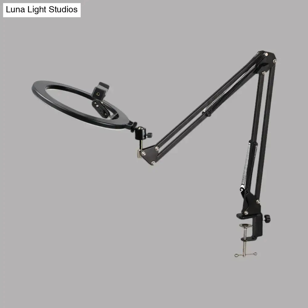 Modern black swing arm mirror light bedroom led ring light