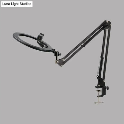 Modern black swing arm mirror light bedroom led ring light