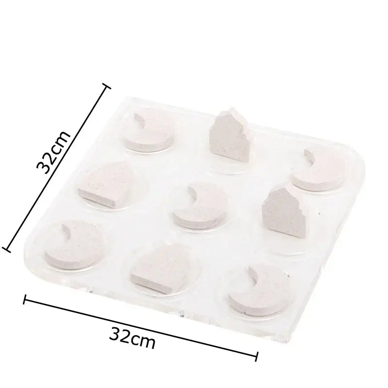DecorBites™ Acrylic Tic-Tac-Toe Chessboard Set - Geometric Art Desk Decoration with Casual Chess Pieces