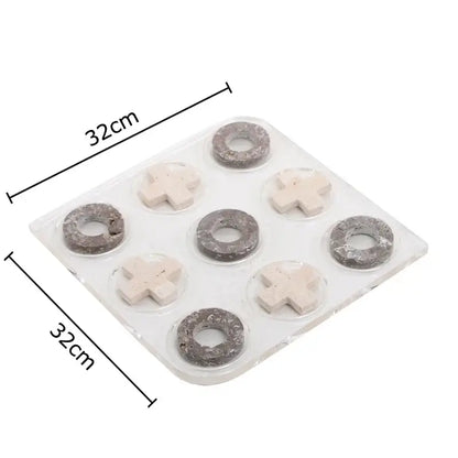 DecorBites™ Acrylic Tic-Tac-Toe Chessboard Set - Geometric Art Desk Decoration with Casual Chess Pieces