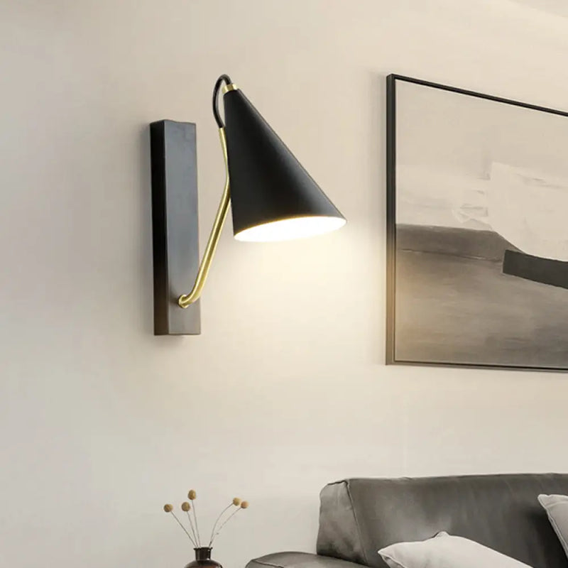 DecorBites™ Modern Black Tapered Wall Lighting Fixture - Stylish Metallic Wall Mounted Lamp for Dining Room - 1 Light