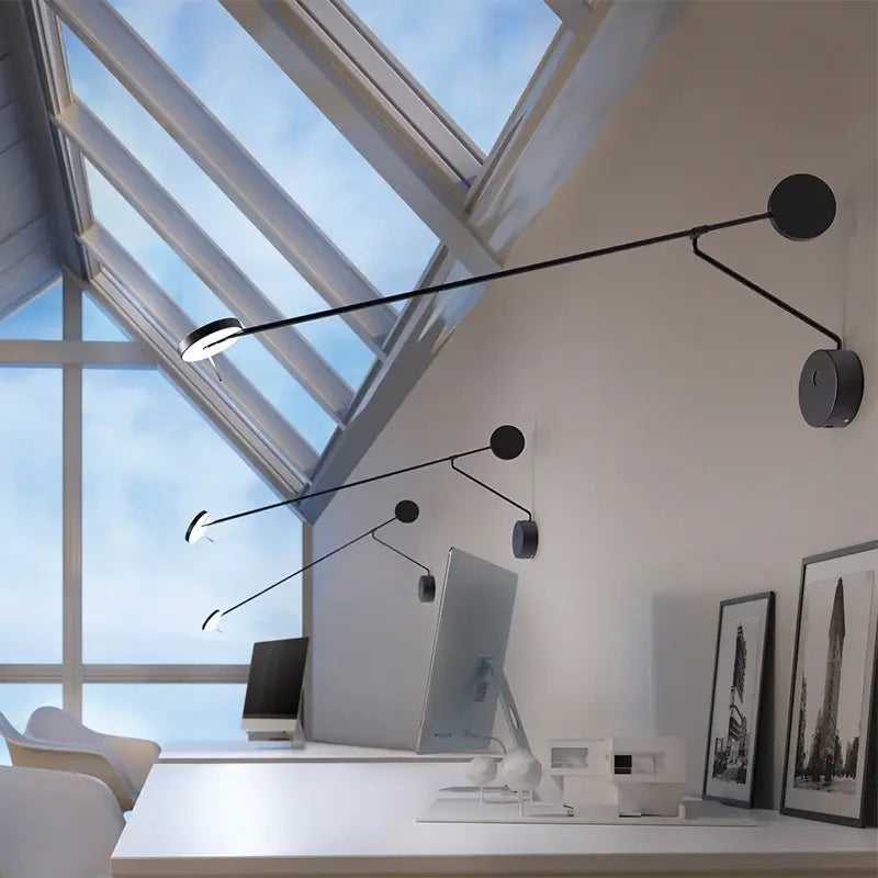 Modern black telescopic wall lamp for bedroom minimalist lighting