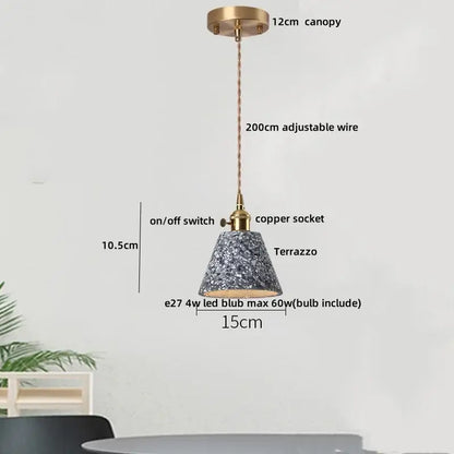 Modern black terrazzo led pendant lamp for dining room