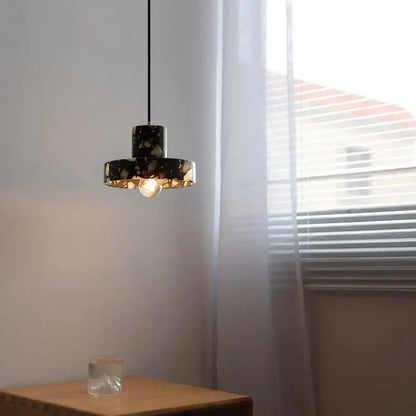 Modern black terrazzo led pendant lamp for dining room