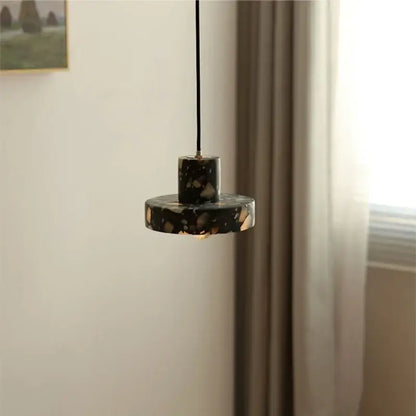 Modern black terrazzo led pendant lamp for dining room