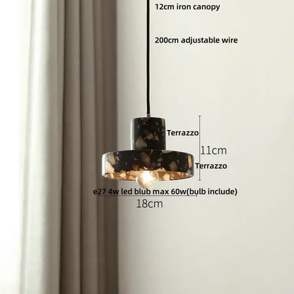 Modern black terrazzo led pendant lamp for dining room