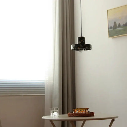 Modern black terrazzo led pendant lamp for dining room