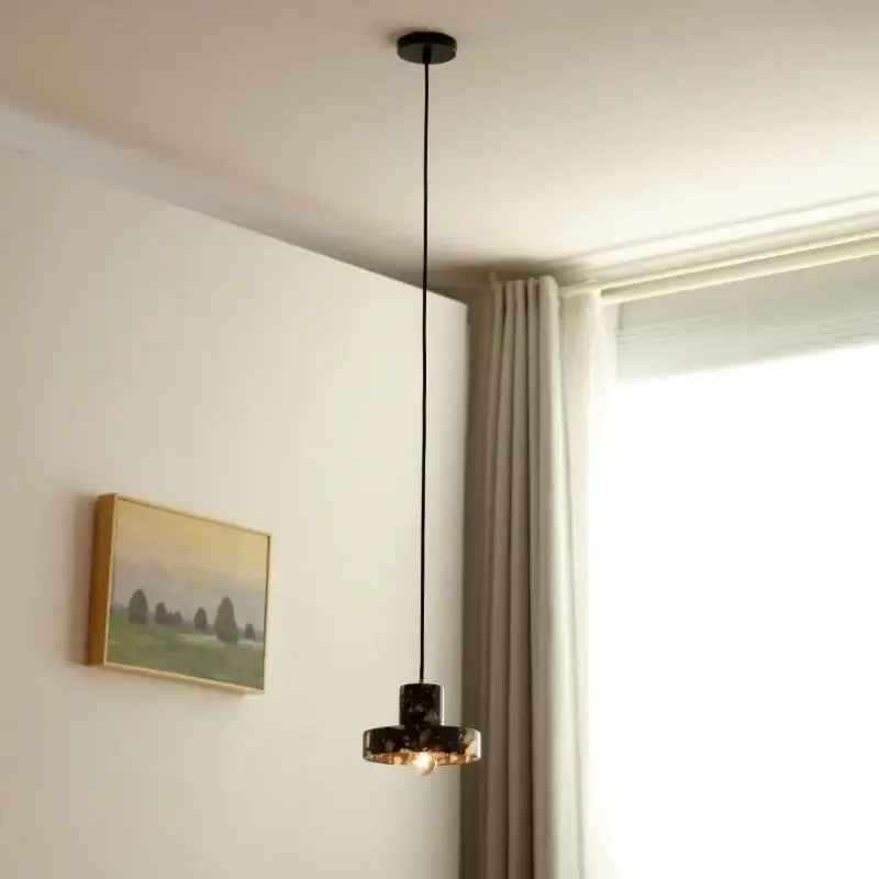 Modern black terrazzo led pendant lamp for dining room