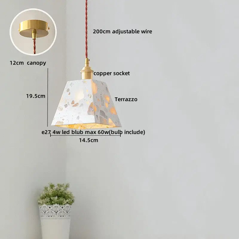 Modern black terrazzo led pendant lamp for dining room