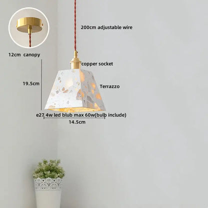 Modern black terrazzo led pendant lamp for dining room