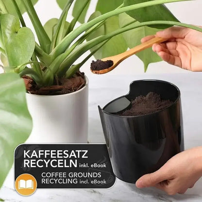 Modern black textured coffee knock box kitchen grounds dump bin
