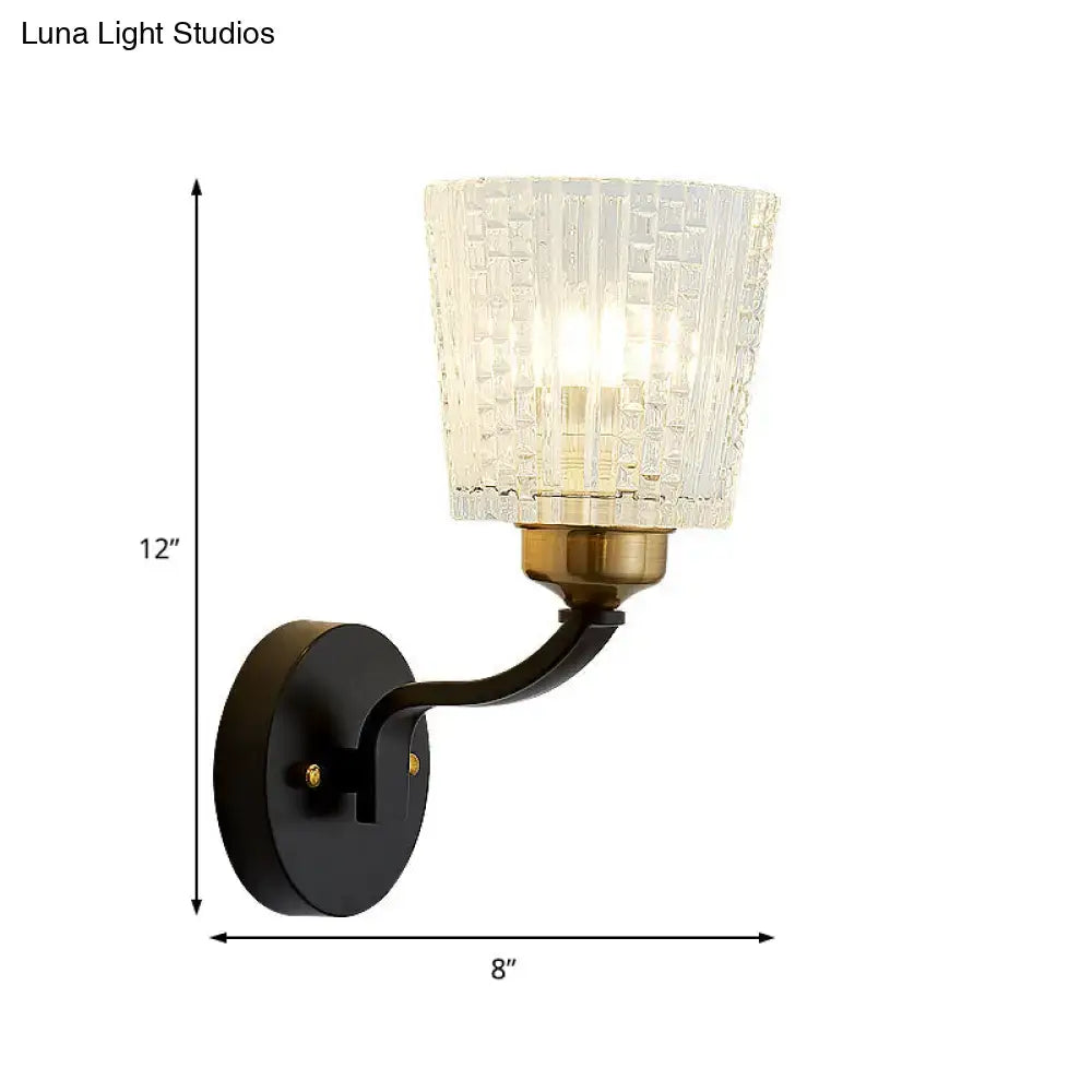 Modern black textured glass conical wall lighting bedroom sconce