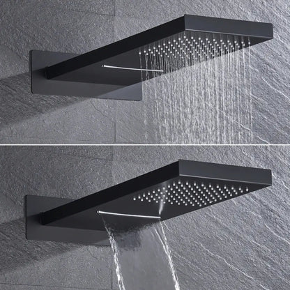 Modern black thermostatic rainfall shower faucet with handshower bathroom