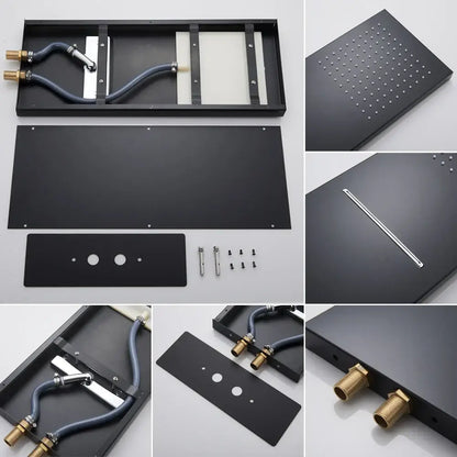 Modern black thermostatic rainfall shower faucet with handshower bathroom