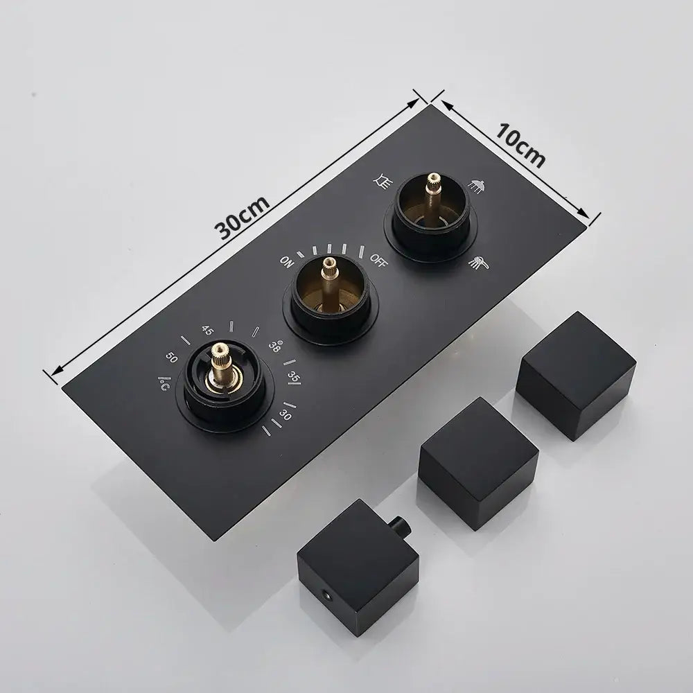 Modern black thermostatic rainfall shower faucet with handshower bathroom