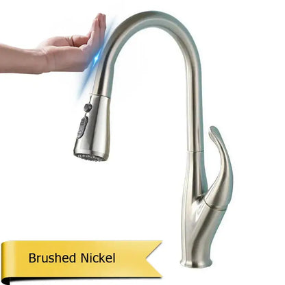 Modern black touch sensor kitchen faucet with curved spout