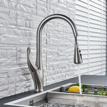 Modern black touch sensor kitchen faucet with curved spout