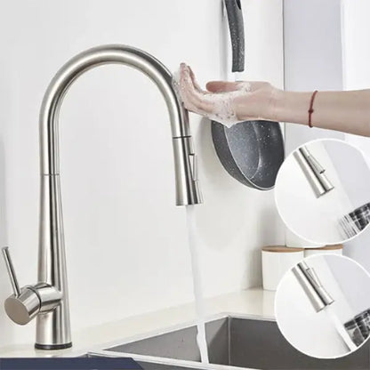 Modern black touch sensor kitchen faucet with curved spout