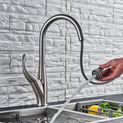 Modern black touch sensor kitchen faucet with curved spout