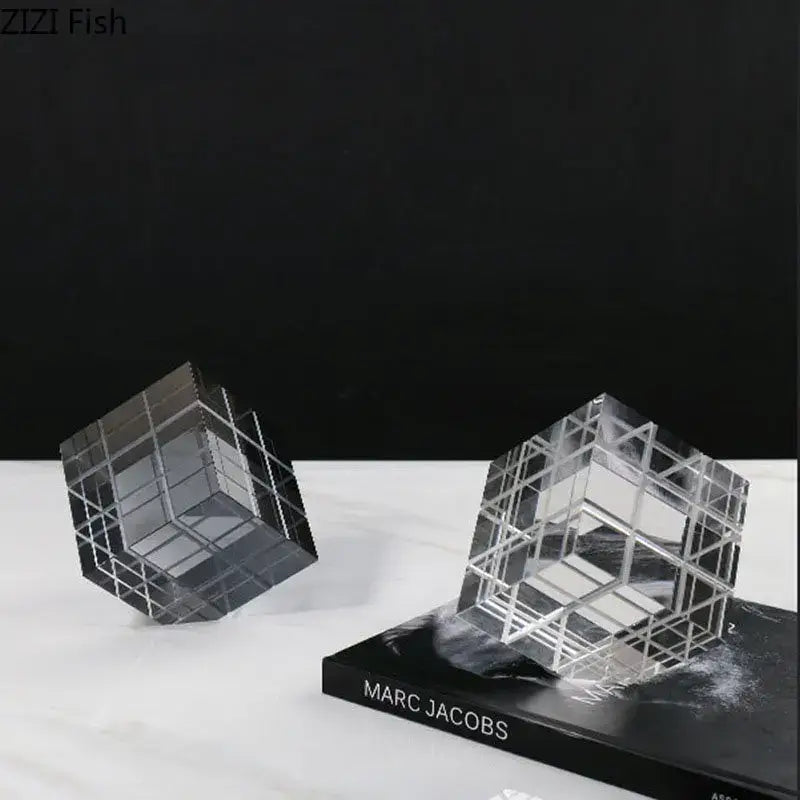 Modern black & transparent crystal magic cube desk ornament office decor