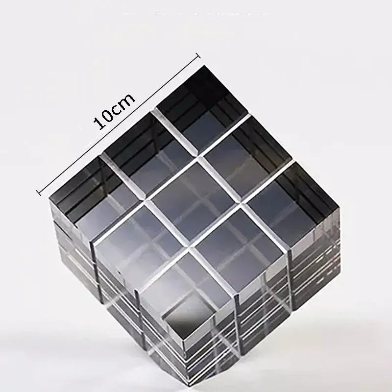 Modern black & transparent crystal magic cube desk ornament office decor