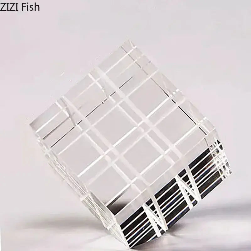 Modern black & transparent crystal magic cube desk ornament office decor