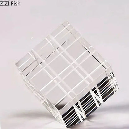 Modern black & transparent crystal magic cube desk ornament office decor