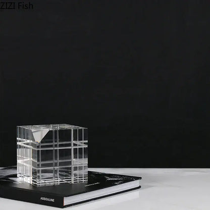 Modern black & transparent crystal magic cube desk ornament office decor