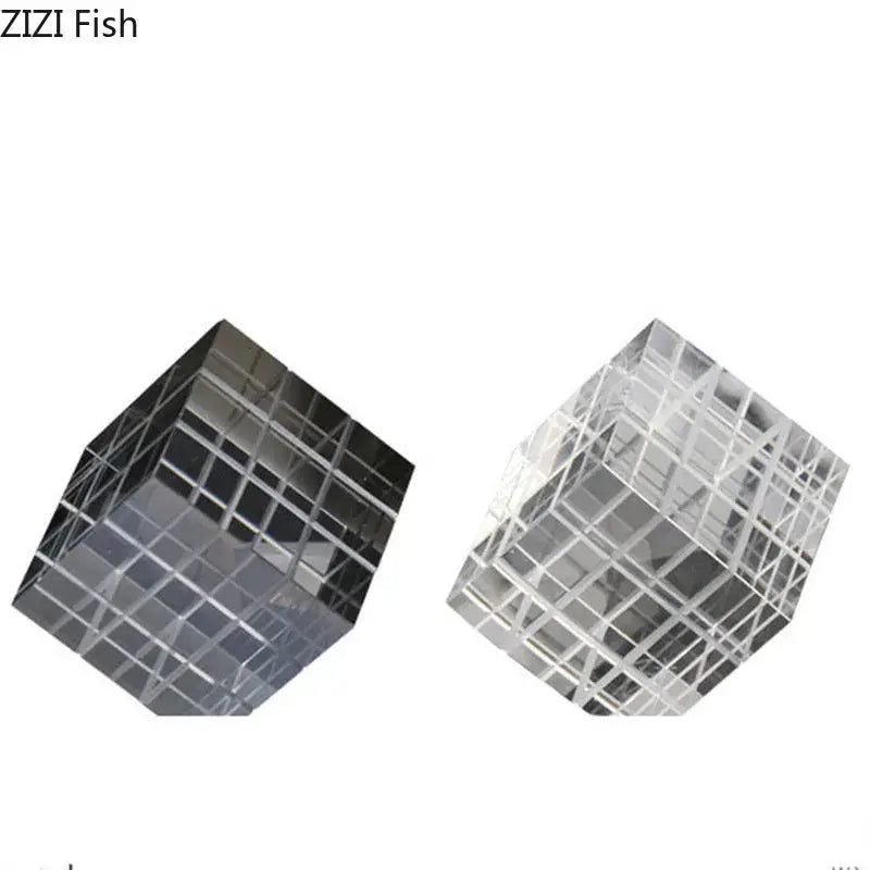 Modern black & transparent crystal magic cube desk ornament office decor
