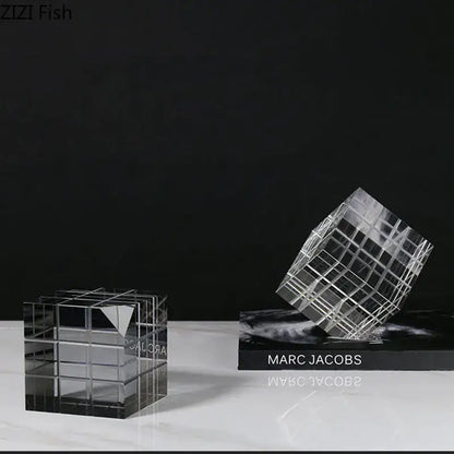 Modern black & transparent crystal magic cube desk ornament office decor