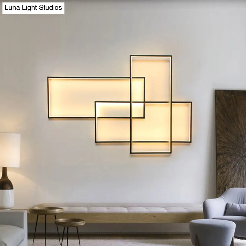 DecorBites™ Modern Black Traverse Wall Sconce - 20.5"/30" Wide, Acrylic Wall Light in Warm/White