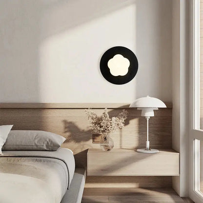 Modern black travertine flower led wall lights bedroom sconce