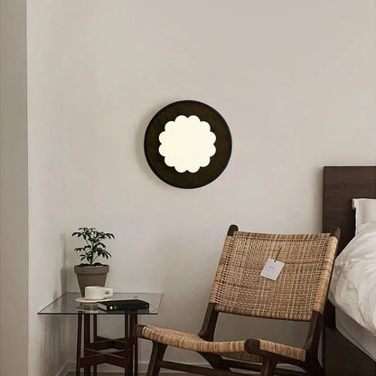 Modern black travertine flower led wall lights bedroom sconce