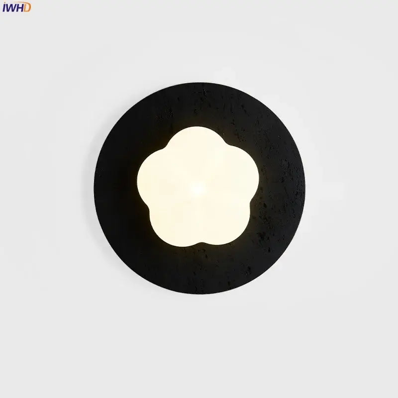 Modern black travertine flower led wall lights bedroom sconce