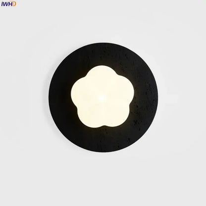 Modern black travertine flower led wall lights bedroom sconce