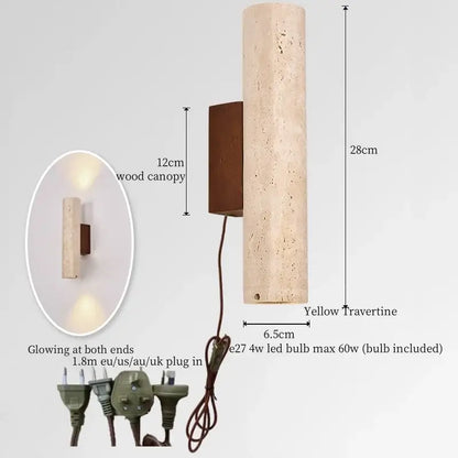 Modern black travertine flower led wall lights bedroom sconce