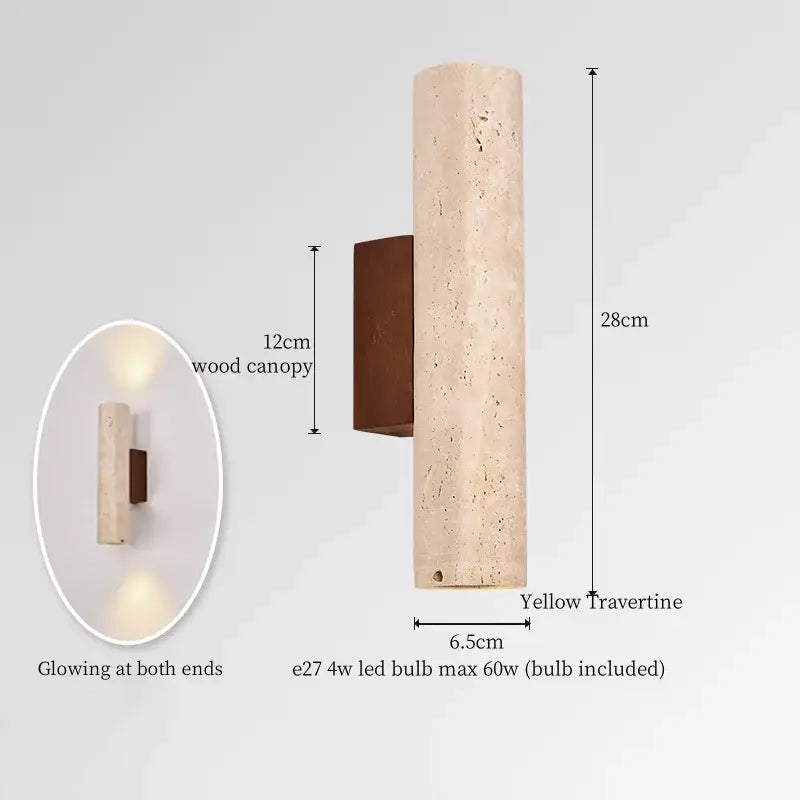 Modern black travertine flower led wall lights bedroom sconce