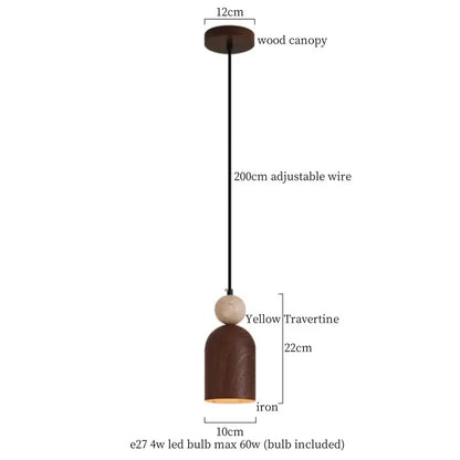 Modern black travertine led pendant light for dining room