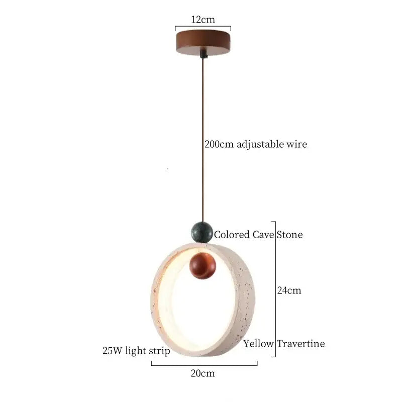 Modern black travertine led pendant light for dining room