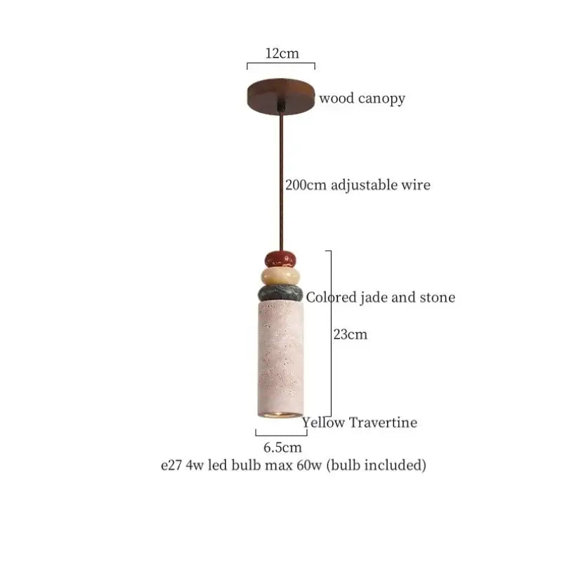 Modern black travertine led pendant light for dining room