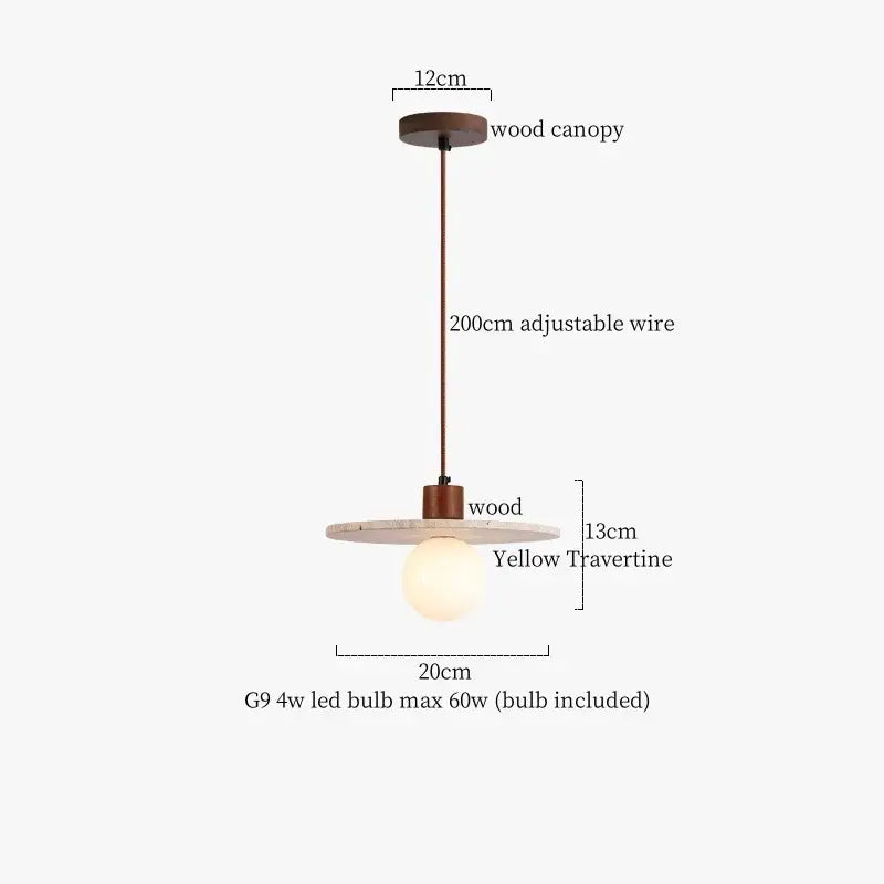 Modern black travertine led pendant light for dining room