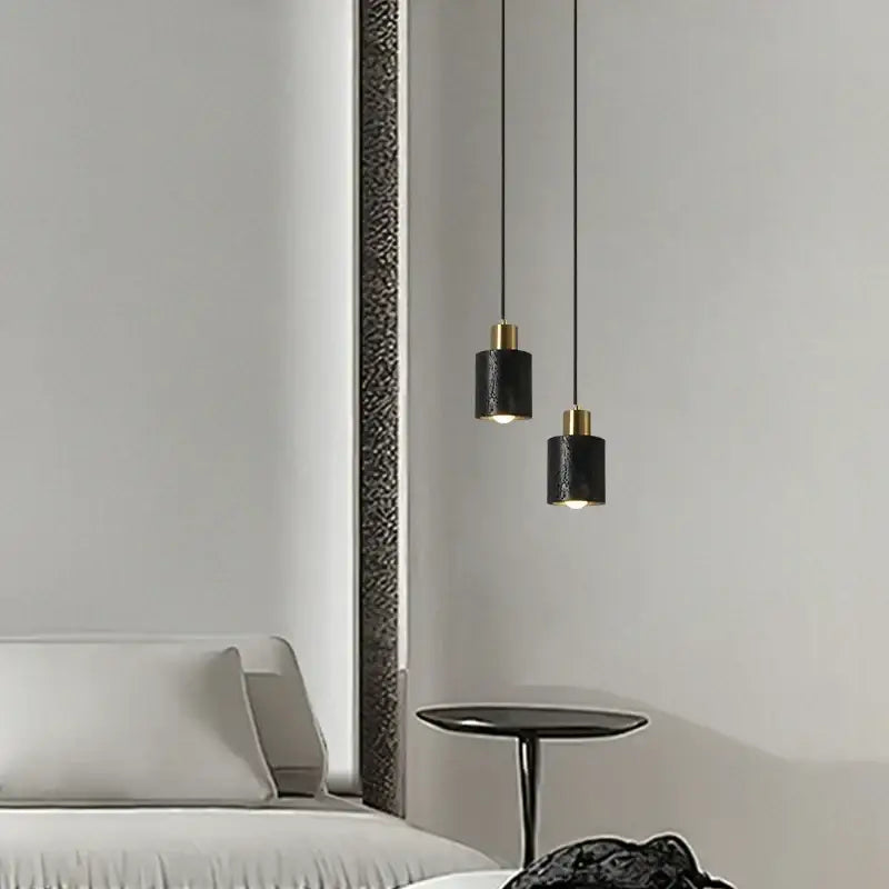 Modern black travertine led pendant light for dining room