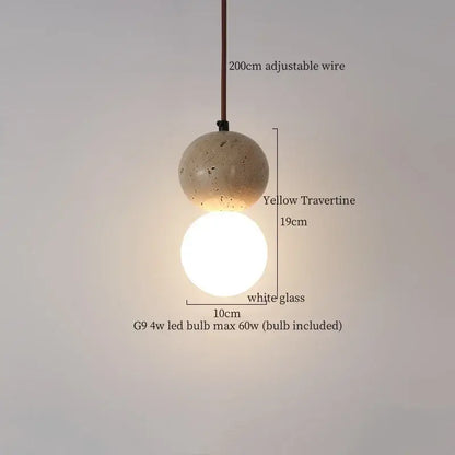 Modern black travertine led pendant light for dining room